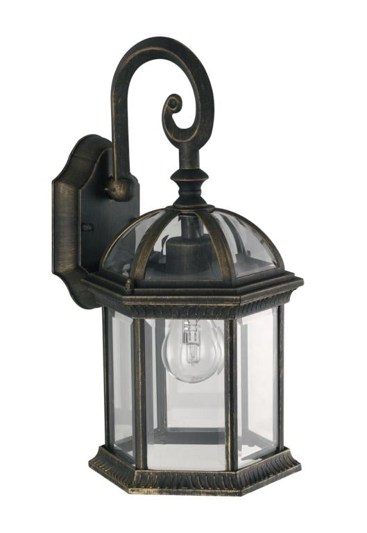 Applique per esterno in alluminio pressofuso finitura nero-oro con diffusore in vetro IP44 1XE27 non inclusa GAETA Applique per esterno in alluminio pressofuso finitura nero-oro con diffusore in vetro IP44 1XE27 non inclusa GAETA